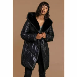 Roman Hooded Long Quilted Coat For Female