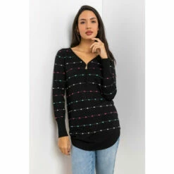 Roman Bobble Knit Zip Detail Jumper For Female