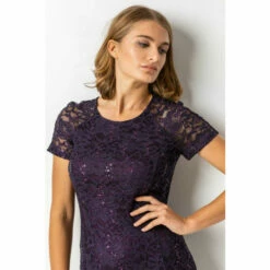Roman Metallic Lace Sequin Midi Dress For Female -Roman Ladies Fashion unnamed file 117