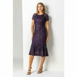 Roman Metallic Lace Sequin Midi Dress For Female -Roman Ladies Fashion unnamed file 119