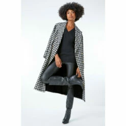 Roman Longline Boucle Dogtooth Coat For Female