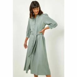Roman Plain Midi Shirt Dress For Female