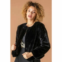 Roman Faux Fur Bolero Jacket For Female