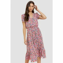 Roman Ditsy Floral Tiered Midi Dress For Female