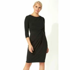 Roman 3/4 Sleeve Twist Waist Dress For Female