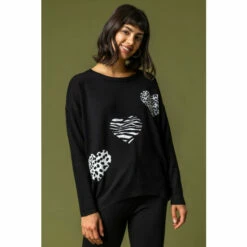 Roman Animal Heart Print Jumper For Female