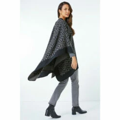 Roman Animal Print Jacquard Cape For Female