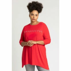 Roman Curve Eyelet Embellished Asymmetric Top For Female