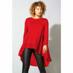 Roman Floaty Long Sleeve Dipped Hem Chiffon Detail Top For Female -Roman Ladies Fashion unnamed file 21
