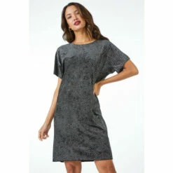Roman Glitter Spot Stretch Shift Dress For Female