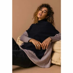 Roman One Size Stripe Knit Poncho Jumper For Female -Roman Ladies Fashion unnamed file 215