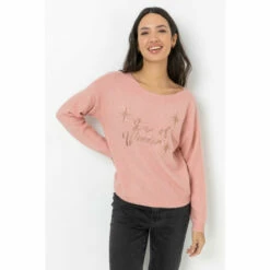 Roman Star Motif Embellished Christmas Jumper For Female