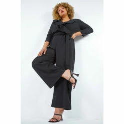 Roman Curve Frill Detail Wrap Jumpsuit For Female