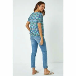 Roman Aztec Burnout Print Blouson Hem Top For Female -Roman Ladies Fashion unnamed file 263