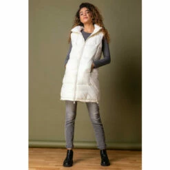 Roman Padded Longline Hooded Gilet For Female
