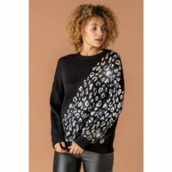Roman Animal Sequin Embellished Jumper For Female