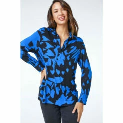 Roman Abstract Animal Jersey Stretch Shirt For Female