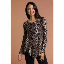 Roman Animal Leopard Print Layered Asymmetric Top For Female