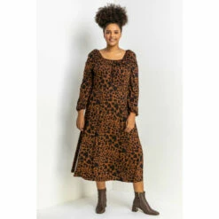 Roman Curve Animal Print Midi Dress For Female -Roman Ladies Fashion unnamed file 4084