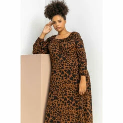 Roman Curve Animal Print Midi Dress For Female -Roman Ladies Fashion unnamed file 4085