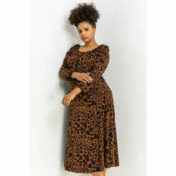 Roman Curve Animal Print Midi Dress For Female -Roman Ladies Fashion unnamed file 4086