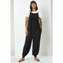 Roman Strappy Full Length Shirred Jumpsuit For Female
