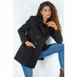 Roman Double Breasted Smart Coat For Female