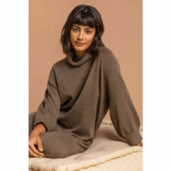 Roman Roll Neck Knitted Midi Dress For Female -Roman Ladies Fashion unnamed file 4788