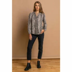 Roman Snake Print Tie Neck Blouse For Female -Roman Ladies Fashion unnamed file 5325
