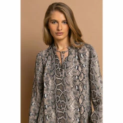 Roman Snake Print Tie Neck Blouse For Female -Roman Ladies Fashion unnamed file 5326
