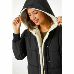 Roman Borg Lined Hooded Parka Coat For Female