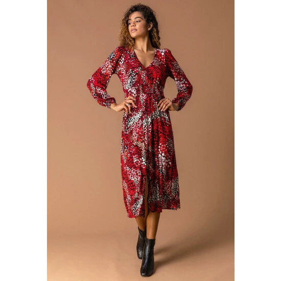 Roman Abstract Animal Print Midi Dress For Female 5 Roman Abstract Animal Print Midi Dress For Female - Image 5