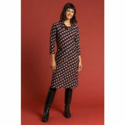 Roman Shell Print Cowl Neck Dress For Female