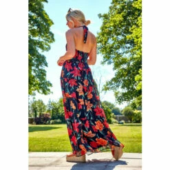 Roman Floral Print Halterneck Maxi Dress For Female -Roman Ladies Fashion unnamed file 620