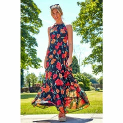 Roman Floral Print Halterneck Maxi Dress For Female -Roman Ladies Fashion unnamed file 622