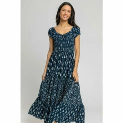 Roman Aztec Tie Detail Tiered Maxi Dress For Female