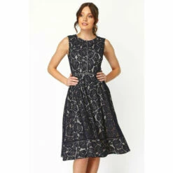 Roman Fit And Flare Lace Midi Dress For Female